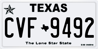 TX license plate CVF9492