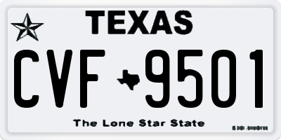 TX license plate CVF9501
