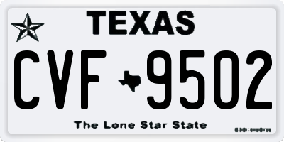 TX license plate CVF9502