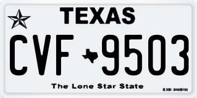 TX license plate CVF9503