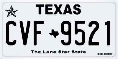 TX license plate CVF9521