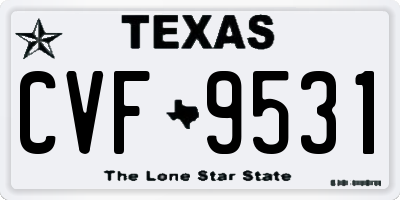 TX license plate CVF9531