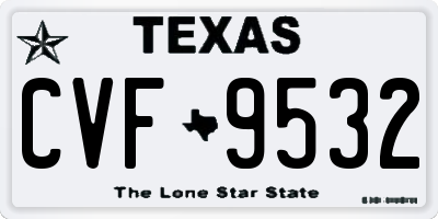TX license plate CVF9532