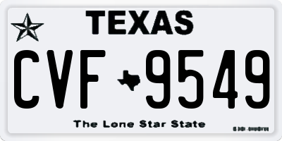 TX license plate CVF9549