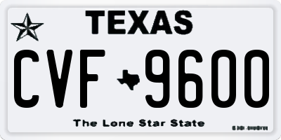 TX license plate CVF9600