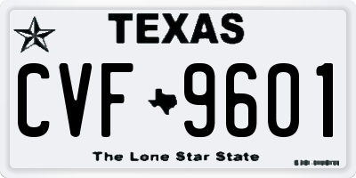 TX license plate CVF9601