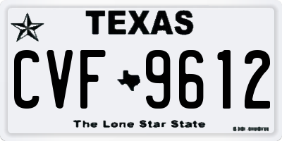 TX license plate CVF9612