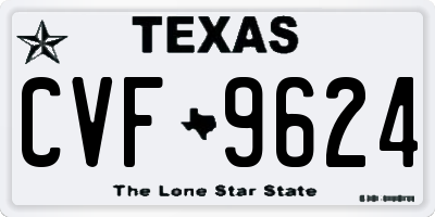 TX license plate CVF9624