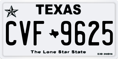TX license plate CVF9625