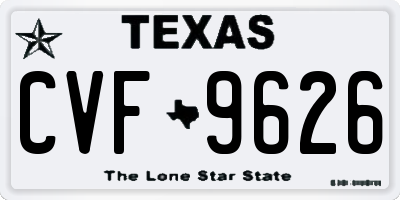 TX license plate CVF9626