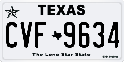 TX license plate CVF9634