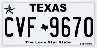 TX license plate CVF9670