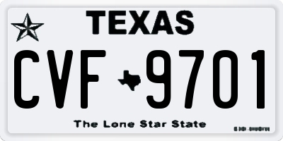 TX license plate CVF9701
