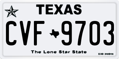 TX license plate CVF9703
