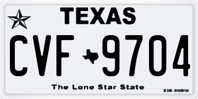 TX license plate CVF9704