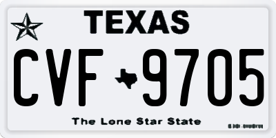 TX license plate CVF9705
