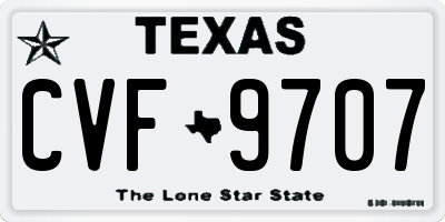 TX license plate CVF9707