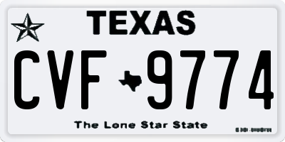 TX license plate CVF9774