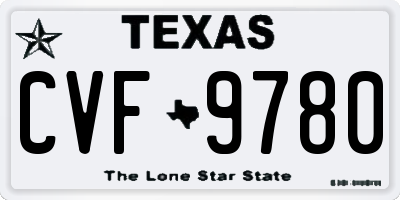TX license plate CVF9780