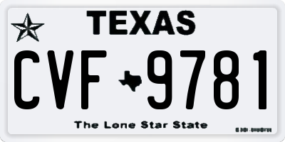 TX license plate CVF9781