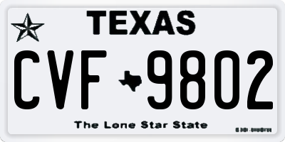 TX license plate CVF9802