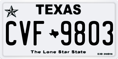 TX license plate CVF9803