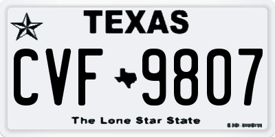 TX license plate CVF9807