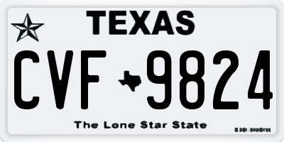 TX license plate CVF9824