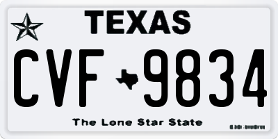 TX license plate CVF9834