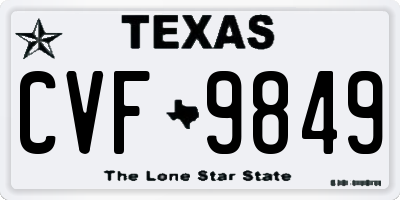 TX license plate CVF9849