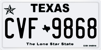 TX license plate CVF9868
