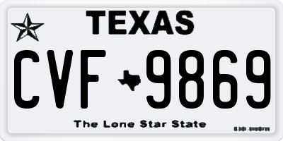 TX license plate CVF9869