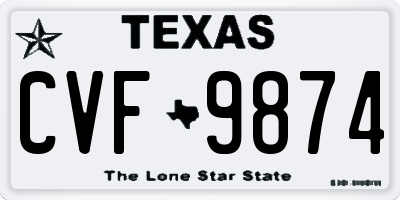 TX license plate CVF9874