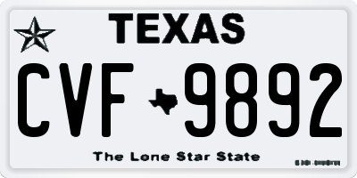 TX license plate CVF9892