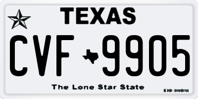 TX license plate CVF9905