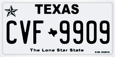 TX license plate CVF9909