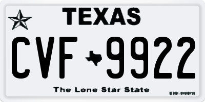 TX license plate CVF9922