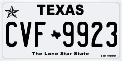 TX license plate CVF9923