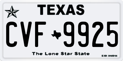 TX license plate CVF9925