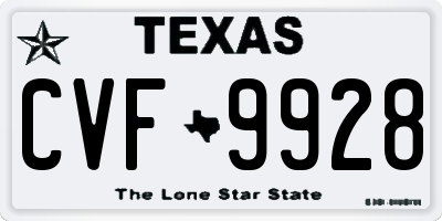 TX license plate CVF9928