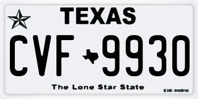 TX license plate CVF9930