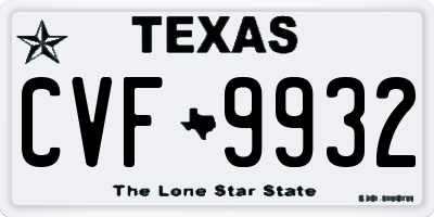 TX license plate CVF9932