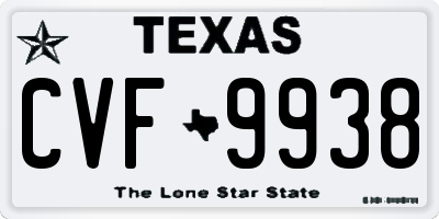 TX license plate CVF9938