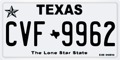 TX license plate CVF9962