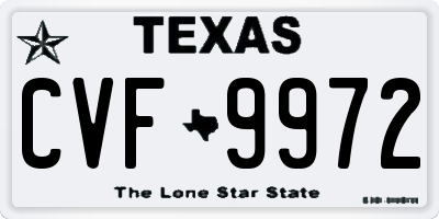 TX license plate CVF9972