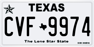 TX license plate CVF9974