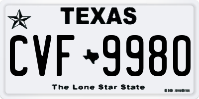 TX license plate CVF9980