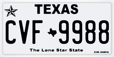 TX license plate CVF9988