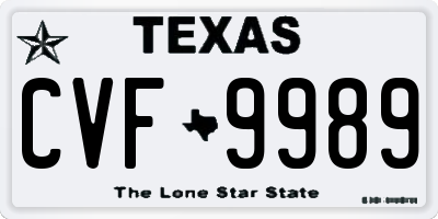 TX license plate CVF9989