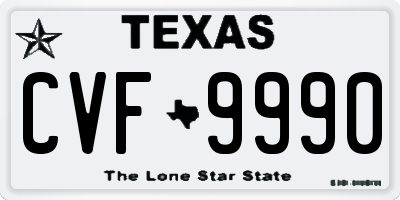 TX license plate CVF9990